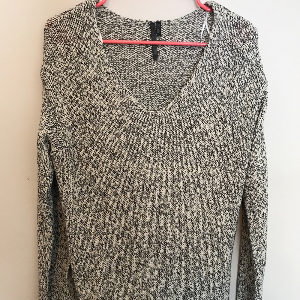 Long black and white sweater